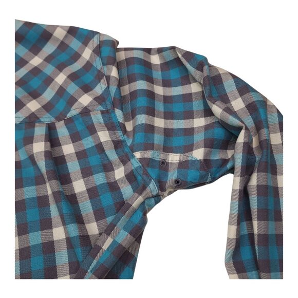 Woolrich Mens Long Sleeve ButtonUp Shirt Aqua Plaid Under Arm Gusset Sleeve Tabs - Picture 9 of 14